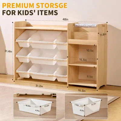 New Solid Wood Toy Rack Montessori Kindergarten Toy Storage Shelf Multi-layer Children's Bookshelf Toy Organizer Rack