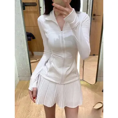 Lulu Same-Style Original Define Gold Zipper Yoga Wear Fitness Clothing Long Sleeve Running Sports Jacket - 9