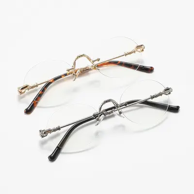Frameless Photochromic Myopia Glasses, Anti-Blue Light, Large Frame