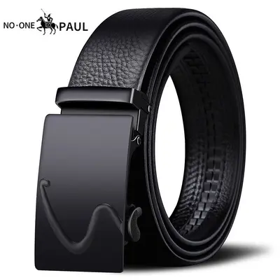 Paolo Genuine Men's Soft Leather Belt Casual Automatic Buckle Business Korean Style Waistband Middle-aged Youth Fashion Casual Pants Belt - 9