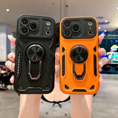 iPhone 17 Pro Max Handyhülle mit Präzisionslöchern, drehbarer Ringständer, stoßfest
