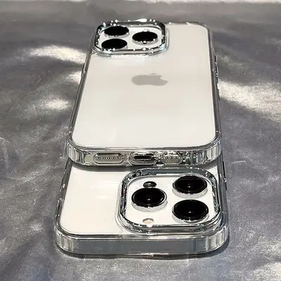 Apple 16 Pro Max Handyhülle mit Premium-Metallrahmen, transparent, iPhone 15, 14 Pro, 13,