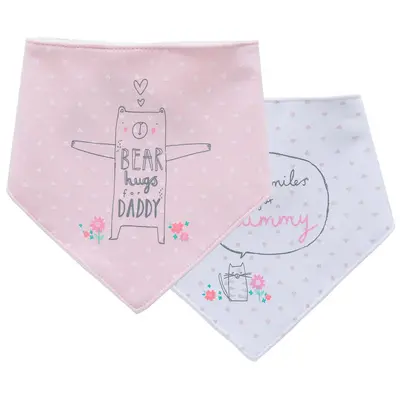 Baby Pure Cotton Waterproof Cartoon Bib Set, Triangle Drool Bib, 2 Pieces - 11