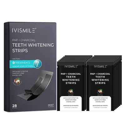 Teeth Whitening Strips Set with PAP Activated Charcoal, Yellow Stain Removal - 2