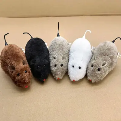 Plush Wind-Up Mouse Cat Teaser Chain Toy - 13