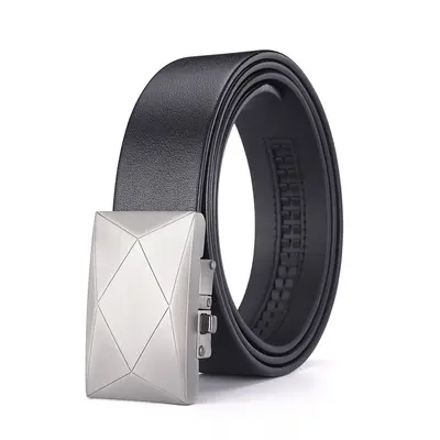 Premium first-layer cowhide leather belt for men, automatic buckle, pure cowhide, simple, casual, versatile, business men's trouser belt
