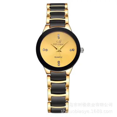 Women's tungsten steel watch with diamond steel strap, quartz - 12