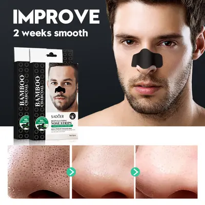 SADOER Bamboo Charcoal Nose Strips, Blackhead Removal, T-Zone Care - 3