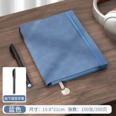Sheepskin Leather Strap Notebook, Soft Leather Office Meeting Journal - 13