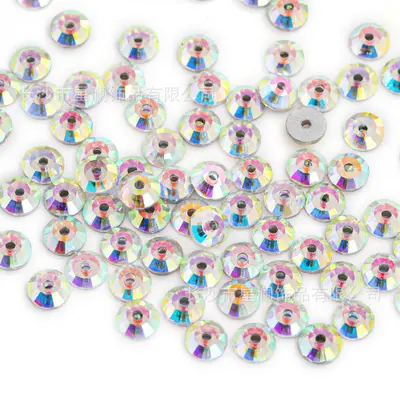 White Series Flat-Back Round Nail Art Rhinestones, Glass Imitation - 13