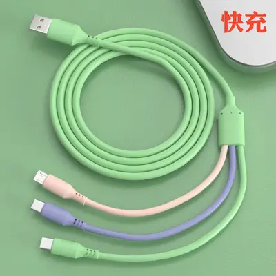 Sıvı bir ila üç veri kablosu Apple tipi-c Android USB hızlı şarj kablosu için uygun üçü bir arada cep telefonu şarj kablosu - 5