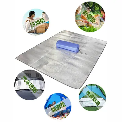 Çift taraflı alüminyum film mat nem geçirmez mat çim mat kamp tarzı mat piknik örtüsü plaj matı 2x2 metre 2x1.5 metre birden fazla kişi için