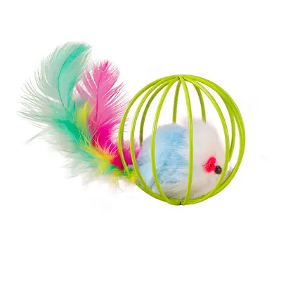 Cat Toy Ball and Feather Teaser Wand Set, Mouse Toy - 5