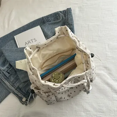 Cross-Border Yeni Model Büyük Kapasiteli Kadife Çift Omuzlu Sırt Çantası Kadın Moda Rahat Çok Amaçlı Kısa Mesafe Seyahat Fiyonklu Çift Omuzlu Sırt Çantası