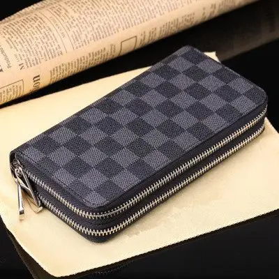 Genuine Leather Men's Clutch Wallet with Double Zipper - 8