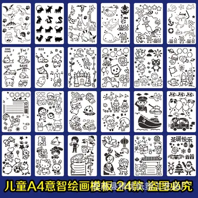 12 Noel Temalı Şablon Seti, DIY Boyama Şablonu, Sprey Boya Uyumlu - 12