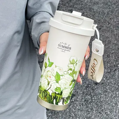 Thermobecher mit Doppeltrinkdeckel und Trinkhalm, Winter-Geschenkbecher - 12