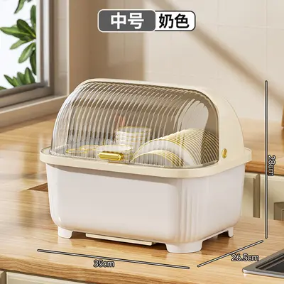 Kitchen Tableware Storage Box with Drain and Dust Protection - 9