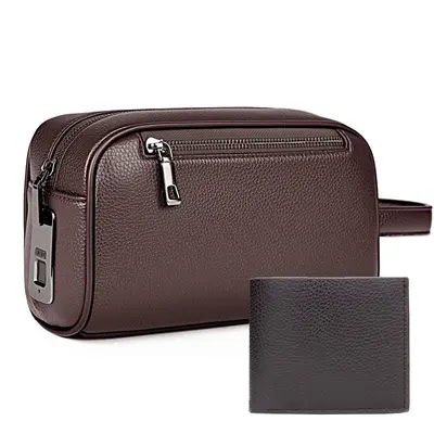 Men's Clutch Bag, Large Capacity, Fingerprint Lock, Coin Compartment - 13