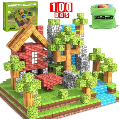 Grenzüberschreitendes Magnet-Würfel-Bausteine-Set Welt Zusammenbau Amazon Wald Lern-Magnetspielzeug Großhandel