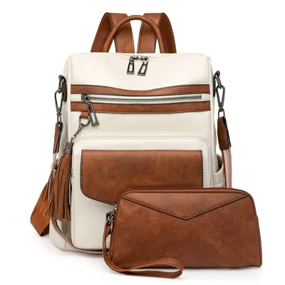 Grenzüberschreitender PU Damen Winter neu Europa und Amerika Retro vielseitiger Rucksack Damen hochwertig zweifarbiger Quasten Rucksack Großhandel - 7
