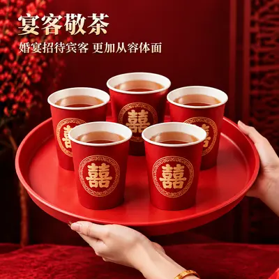Red Wedding Tray for Tea Ceremony, Engagement Candy Dish, Round or Square