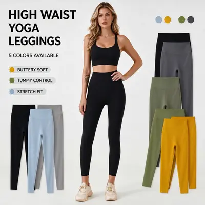 Women's High-Waisted Yoga Leggings with Butt-Lifting Effect - 2
