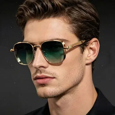 Retro-Punk-Sonnenbrille mit Metallrahmen, UV-Schutz zum Autofahren