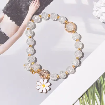 Kleines Gänseblümchen Kinder-Perlarmband, für Mädchen und Schüler, handgefertigter elastischer Boutique-Schmuck, grenzüberschreitendes Kristallarmband.