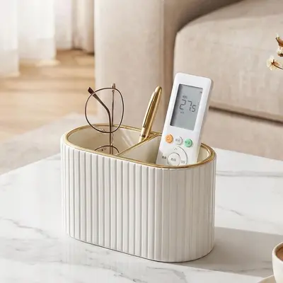 Light Luxury Oval Pen Holder and Desktop Storage Box for Office - 10