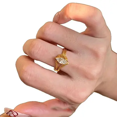 Vintage elmas yüzük, glitter, ağır işçilik, retro - 6