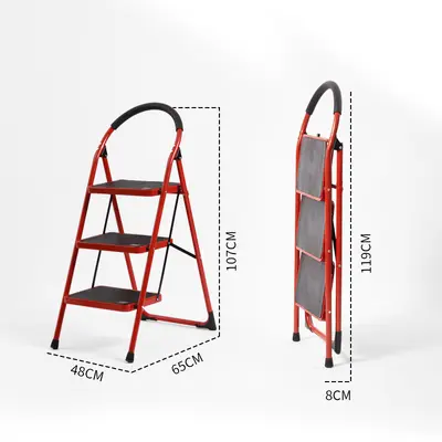 Folding Telescopic Indoor A-Frame Ladder, Alloy, Portable - 12