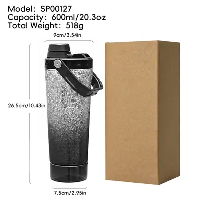 Ice-Crack Pattern Stainless Steel Shaker Insulated Bottle, Large Capacity - 5