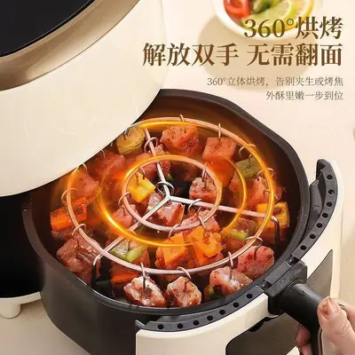 Heißluftfritteuse-Grillset, lebensmittelechter Edelstahl, runder Grillrost, Barbecue-Ablage, Spießhalter.