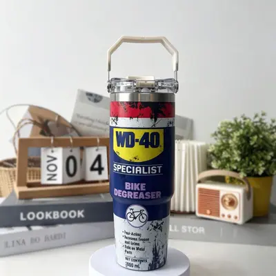 W-40 Çift İçecekli Termos Bardak, 304 Paslanmaz Çelik, 30 oz, Pipetli - 10
