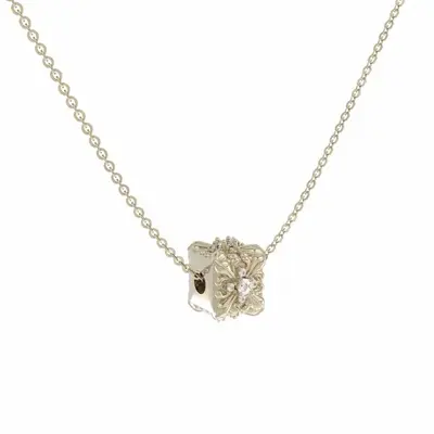 Iris flower design silver necklace, geometric - 2