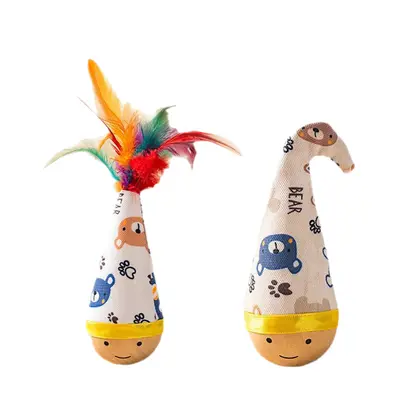 Weeble Feather Cat Teaser Wand with Ball, Self-Play Cat Toy - 6