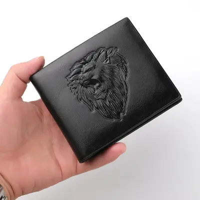 Men's Short Wallet with 3D Embossed Animal Pattern and Zip Coin Pocket - 5