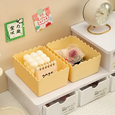 Desktop Storage Box Cosmetics Plastic Organizer Home Miscellaneous Snack Storage Basket Dorm Bathroom Organizing Box - 4