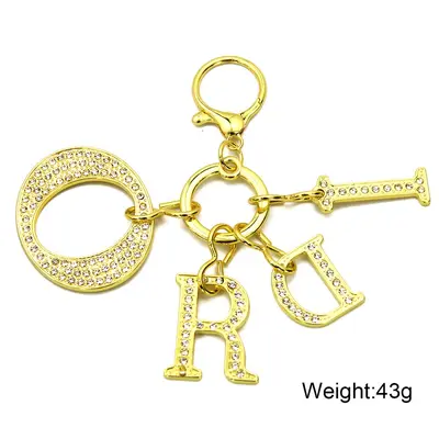 DIY Lobster Clasp Zinc Alloy Letter Keychain and Bag Charm - 11