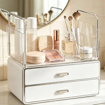 Cosmetics storage box with drawers, dustproof