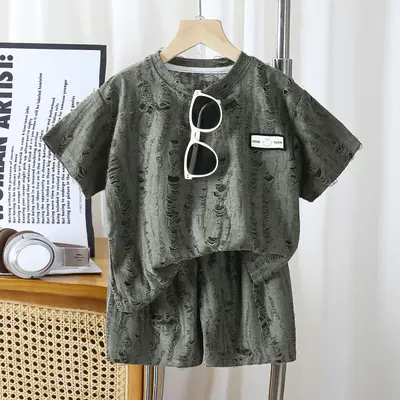 Boys' Short Sleeve Summer Shorts Set, Two-Piece Kids' Clothing - 10
