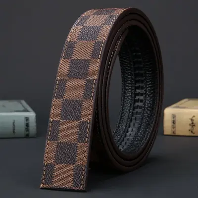 Buckle-free men's leather belt, genuine leather automatic buckle belt, headless first-layer cowhide pants belt, buckle-free, casual, simple and business