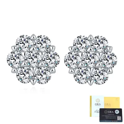 S925 Sterling Silver Moissanite Stud Earrings, Snowflake Design