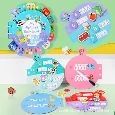 Kinder-Buchstaben-Stillbuch Denkförderung Lernspielzeug Klebebuch Spielzeug Kleinkinder Lernspielzeug Baby Reiß-Buch