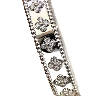 Four-leaf clover bracelet, 18K rose gold plating, full diamond - 6