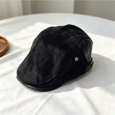 Koreli Vintage Basit Ördek Gagalı Şapka Kadın Taze Büyük Kafa Çevresi Ressam Gazeteci Şapkası Zarafet Yüzü Küçük Beret Şapka - 8