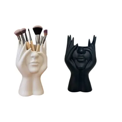 Cosmetic brush storage barrel vanity organizer makeup container