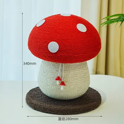 Large Vertical Cat Scratching Post with Mushroom Design Climbing Frame - 8