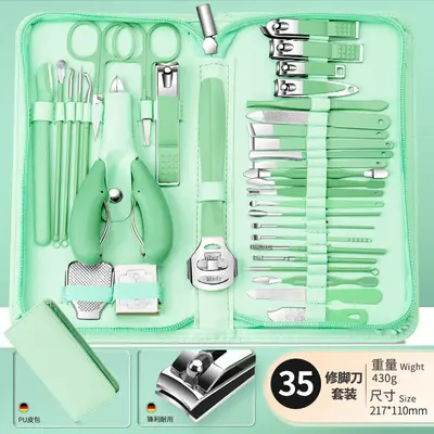 35-piece manicure set matcha green nail scissors pedicure tools - 7